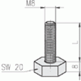 1.44.002003 - Floor levelling screw, SW20, M8x30